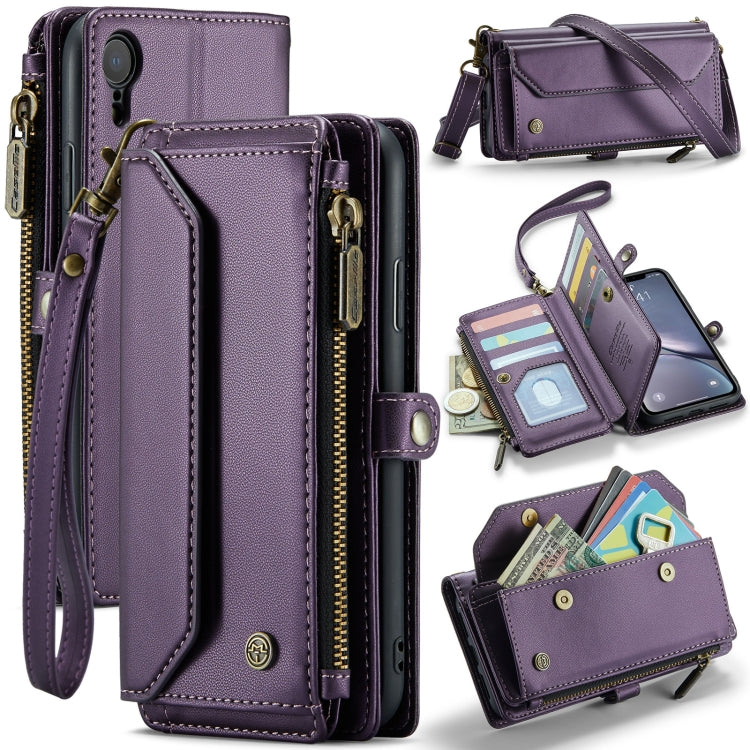For iPhone XR CaseMe C36 Card Slots Zipper Wallet RFID Anti-theft Leather Phone Case(Purple) - free shipping - PMC Jewellery - Order now!