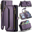 For iPhone XR CaseMe C36 Card Slots Zipper Wallet RFID Anti-theft Leather Phone Case(Purple) - free shipping - PMC Jewellery - Order now!