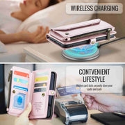 For iPhone XR CaseMe C36 Card Slots Zipper Wallet RFID Anti-theft Leather Phone Case(Pink)