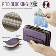 For iPhone XS Max CaseMe C36 Card Slots Zipper Wallet RFID Anti-theft Leather Phone Case(Purple)