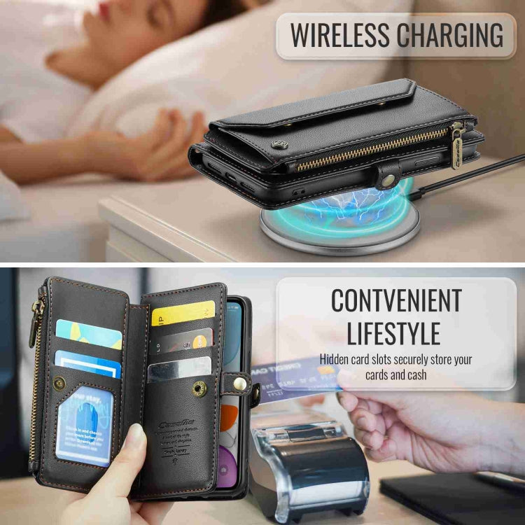 For iPhone 11 CaseMe C36 Card Slots Zipper Wallet RFID Anti-theft Leather Phone Case(Black) - free shipping - PMC Jewellery - Order now!