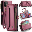 For iPhone 11 CaseMe C36 Card Slots Zipper Wallet RFID Anti-theft Leather Phone Case(Wine Red) - free shipping - PMC Jewellery - Order now!