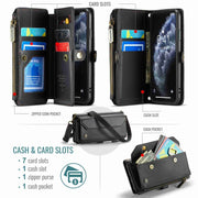 For iPhone 11 Pro CaseMe C36 Card Slots Zipper Wallet RFID Anti-theft Leather Phone Case(Black)