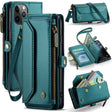 For iPhone 11 Pro CaseMe C36 Card Slots Zipper Wallet RFID Anti-theft Leather Phone Case(Blue-green) - free shipping - PMC Jewellery - Order now!