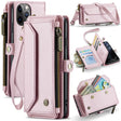 For iPhone 11 Pro CaseMe C36 Card Slots Zipper Wallet RFID Anti-theft Leather Phone Case(Pink) - free shipping - PMC Jewellery - Order now!