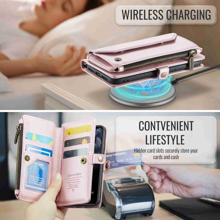 For iPhone 11 Pro CaseMe C36 Card Slots Zipper Wallet RFID Anti-theft Leather Phone Case(Pink)