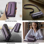 For iPhone 11 Pro Max CaseMe C36 Card Slots Zipper Wallet RFID Anti-theft Leather Phone Case(Purple)