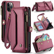 For iPhone 11 Pro Max CaseMe C36 Card Slots Zipper Wallet RFID Anti-theft Leather Phone Case(Wine Red) - free shipping - PMC Jewellery - Order now!
