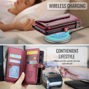 For iPhone 11 Pro Max CaseMe C36 Card Slots Zipper Wallet RFID Anti-theft Leather Phone Case(Wine Red)
