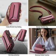 For iPhone 11 Pro Max CaseMe C36 Card Slots Zipper Wallet RFID Anti-theft Leather Phone Case(Wine Red)