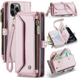 For iPhone 12 Pro CaseMe C36 Card Slots Zipper Wallet RFID Anti-theft Leather Phone Case(Pink) - free shipping - PMC Jewellery - Order now!