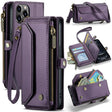For iPhone 12 Pro Max CaseMe C36 Card Slots Zipper Wallet RFID Anti-theft Leather Phone Case(Purple) - free shipping - PMC Jewellery - Order now!