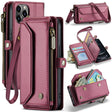 For iPhone 12 Pro Max CaseMe C36 Card Slots Zipper Wallet RFID Anti-theft Leather Phone Case(Wine Red) - free shipping - PMC Jewellery - Order now!