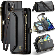 For iPhone 12 CaseMe C36 Card Slots Zipper Wallet RFID Anti-theft Leather Phone Case(Black)