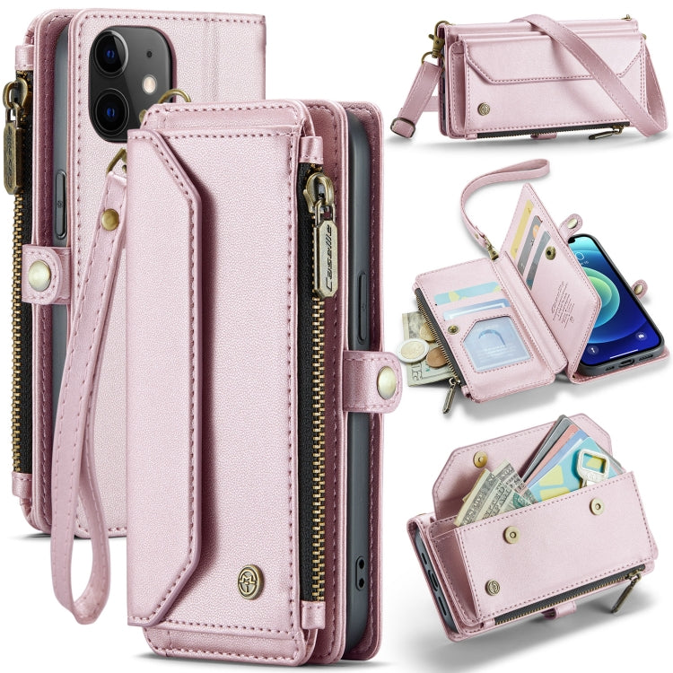 For iPhone 12 CaseMe C36 Card Slots Zipper Wallet RFID Anti-theft Leather Phone Case(Pink) - free shipping - PMC Jewellery - Order now!