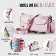 For iPhone 12 CaseMe C36 Card Slots Zipper Wallet RFID Anti-theft Leather Phone Case(Pink)