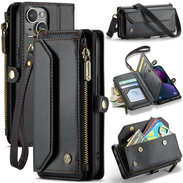 For iPhone 13 CaseMe C36 Card Slots Zipper Wallet RFID Anti-theft Leather Phone Case(Black) - free shipping - PMC Jewellery - Order now!