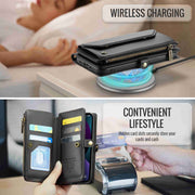 For iPhone 13 CaseMe C36 Card Slots Zipper Wallet RFID Anti-theft Leather Phone Case(Black)