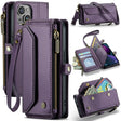 For iPhone 13 CaseMe C36 Card Slots Zipper Wallet RFID Anti-theft Leather Phone Case(Purple) - free shipping - PMC Jewellery - Order now!