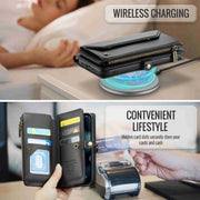 For iPhone 13 Pro CaseMe C36 Card Slots Zipper Wallet RFID Anti-theft Leather Phone Case(Black)