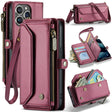 For iPhone 13 Pro Max CaseMe C36 Card Slots Zipper Wallet RFID Anti-theft Leather Phone Case(Wine Red) - free shipping - PMC Jewellery - Order now!