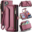 For iPhone 14 Plus CaseMe C36 Card Slots Zipper Wallet RFID Anti-theft Leather Phone Case(Wine Red) - free shipping - PMC Jewellery - Order now!