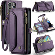 For iPhone 14 Pro CaseMe C36 Card Slots Zipper Wallet RFID Anti-theft Leather Phone Case(Purple) - free shipping - PMC Jewellery - Order now!