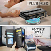 For iPhone 14 Pro Max CaseMe C36 Card Slots Zipper Wallet RFID Anti-theft Leather Phone Case(Black)