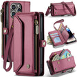 For iPhone 14 Pro Max CaseMe C36 Card Slots Zipper Wallet RFID Anti-theft Leather Phone Case(Wine Red) - iPhone 14 Pro Max Cases by CaseMe | Online Shopping South Africa | PMC Jewellery | Buy Now Pay Later Mobicred