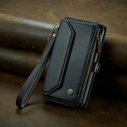 For iPhone 15 CaseMe C36 Card Slots Zipper Wallet RFID Anti-theft Leather Phone Case(Black)