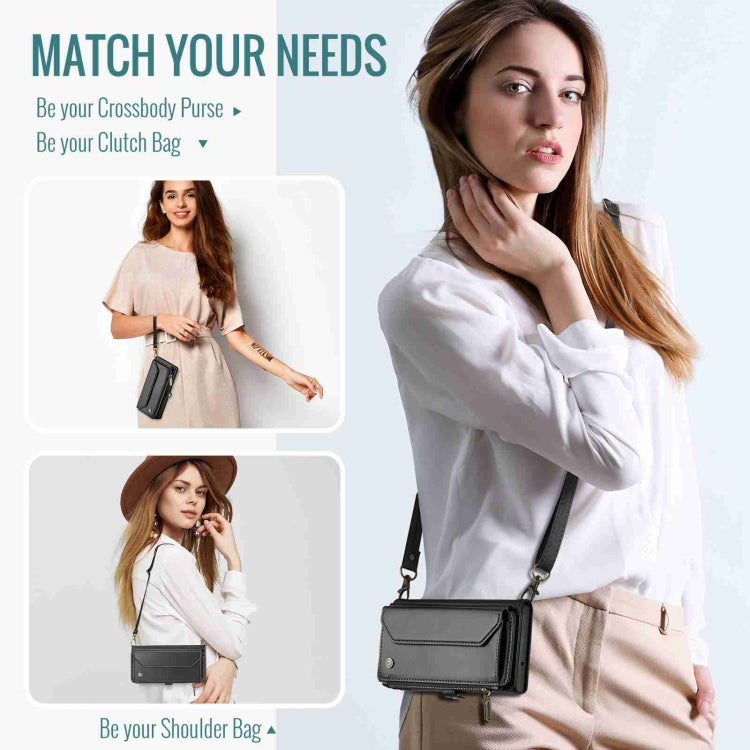 For iPhone 15 CaseMe C36 Card Slots Zipper Wallet RFID Anti-theft Leather Phone Case(Black)