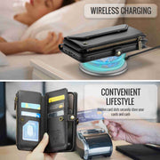 For iPhone 15 Pro CaseMe C36 Card Slots Zipper Wallet RFID Anti-theft Leather Phone Case(Black)