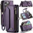 For iPhone 15 Pro Max CaseMe C36 Card Slots Zipper Wallet RFID Anti-theft Leather Phone Case(Purple) - free shipping - PMC Jewellery - Order now!