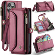 For iPhone 15 Pro Max CaseMe C36 Card Slots Zipper Wallet RFID Anti-theft Leather Phone Case(Wine Red) - free shipping - PMC Jewellery - Order now!