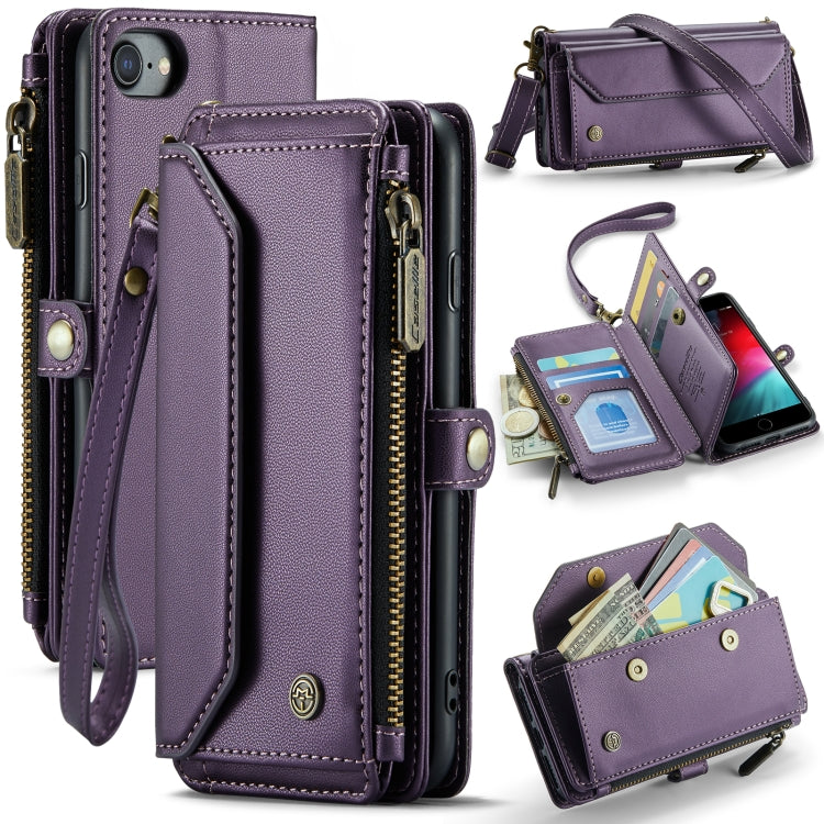 For iPhone SE 2022 / SE 2020 CaseMe C36 Card Slots Zipper Wallet RFID Anti-theft Leather Phone Case(Purple) - free shipping - PMC Jewellery - Order now!