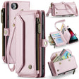 For iPhone SE 2022 / SE 2020 CaseMe C36 Card Slots Zipper Wallet RFID Anti-theft Leather Phone Case(Pink) - free shipping - PMC Jewellery - Order now!