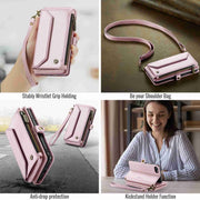 For iPhone SE 2022 / SE 2020 CaseMe C36 Card Slots Zipper Wallet RFID Anti-theft Leather Phone Case(Pink)