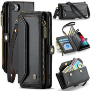 For iPhone 8 / 7 / 6 CaseMe C36 Card Slots Zipper Wallet RFID Anti-theft Leather Phone Case(Black)