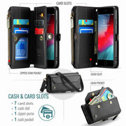 For iPhone 8 / 7 / 6 CaseMe C36 Card Slots Zipper Wallet RFID Anti-theft Leather Phone Case(Black)
