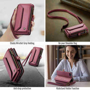 For iPhone 8 / 7 / 6 CaseMe C36 Card Slots Zipper Wallet RFID Anti-theft Leather Phone Case(Wine Red)