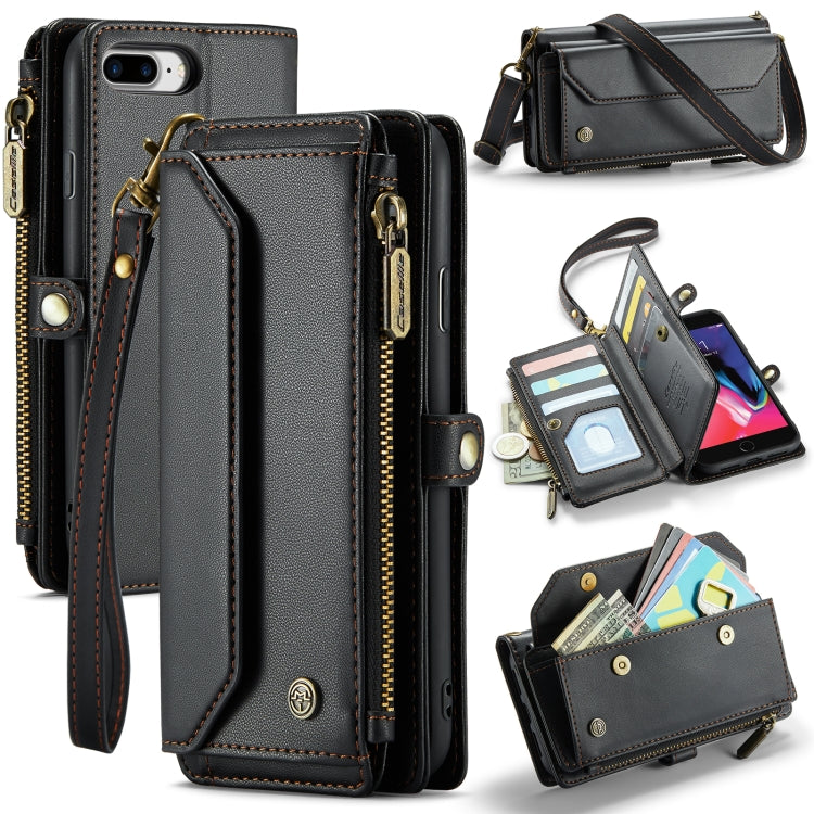 For iPhone 8 Plus / 7 Plus / 6 Plus CaseMe C36 Card Slots Zipper Wallet RFID Anti-theft Leather Phone Case(Black) - free shipping - PMC Jewellery - Order now!