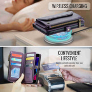 For iPhone 8 Plus / 7 Plus / 6 Plus CaseMe C36 Card Slots Zipper Wallet RFID Anti-theft Leather Phone Case(Purple)