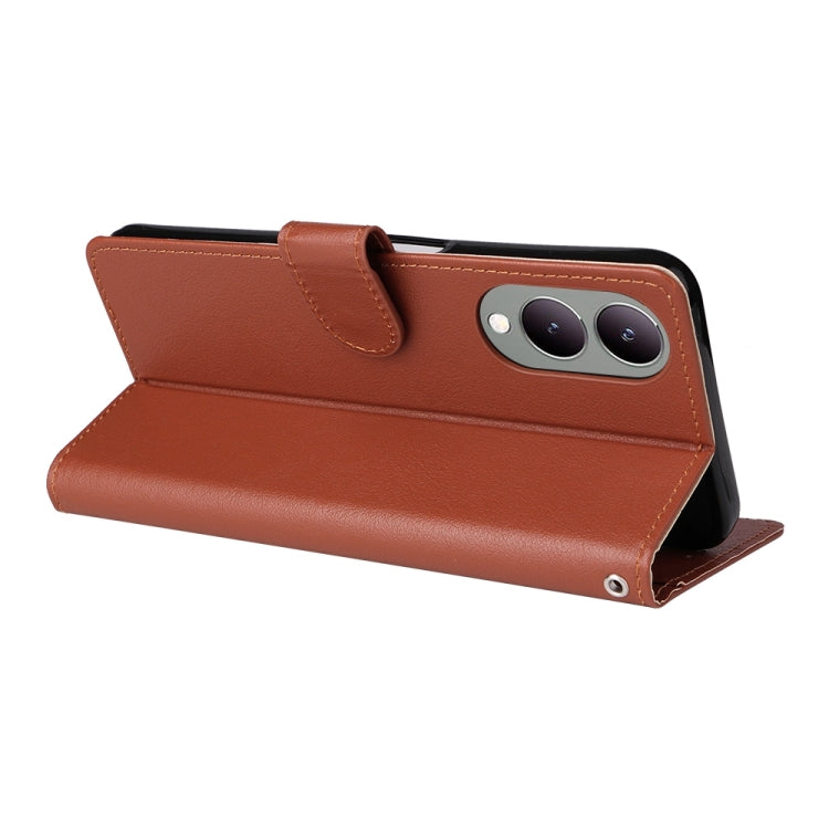 For vivo Y17s 4G Multifunctional Horizontal Flip Leather Phone Case with Three Card Slot(Brown) - vivo Cases by PMC TechLife | Online Shopping South Africa | PMC TechLife | Buy Now Pay Later Mobicred