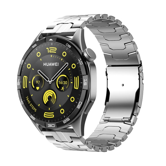 22mm Dual Safety Buckle Turtle Buckle Stainless Steel Watch Band(Silver)