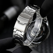 22mm Dual Safety Buckle Turtle Buckle Stainless Steel Watch Band(Silver)