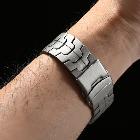22mm Dual Safety Buckle Turtle Buckle Stainless Steel Watch Band(Silver)