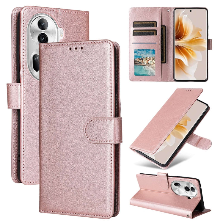For OPPO Reno11 Pro 5G Global Multifunctional Horizontal Flip Leather Phone Case with Three Card Slot(Rose Gold) - Reno11 Pro Cases by PMC TechLife | Online Shopping South Africa | PMC TechLife | Buy Now Pay Later Mobicred