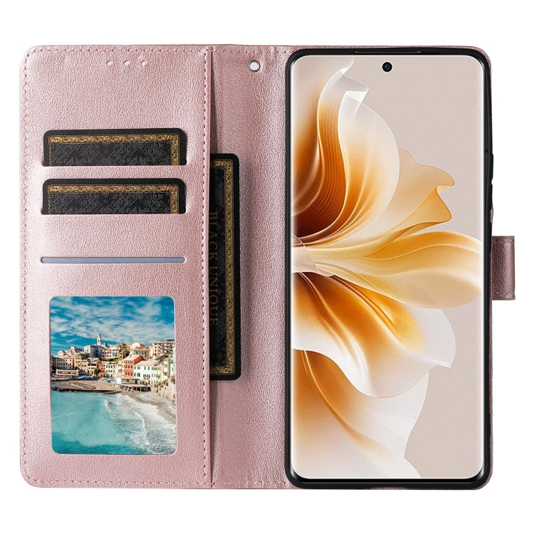 For OPPO Reno11 Pro 5G Global Multifunctional Horizontal Flip Leather Phone Case with Three Card Slot(Rose Gold) - Reno11 Pro Cases by PMC TechLife | Online Shopping South Africa | PMC TechLife | Buy Now Pay Later Mobicred