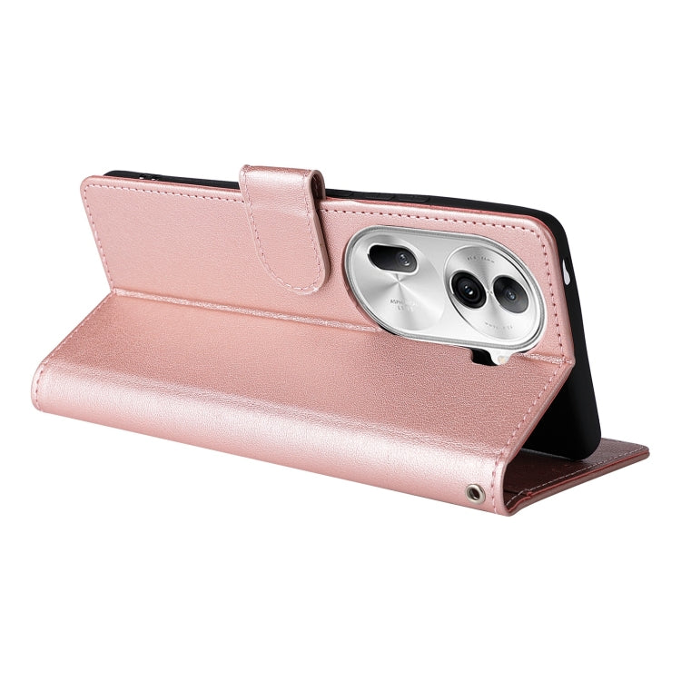 For OPPO Reno11 Pro 5G Global Multifunctional Horizontal Flip Leather Phone Case with Three Card Slot(Rose Gold) - Reno11 Pro Cases by PMC TechLife | Online Shopping South Africa | PMC TechLife | Buy Now Pay Later Mobicred