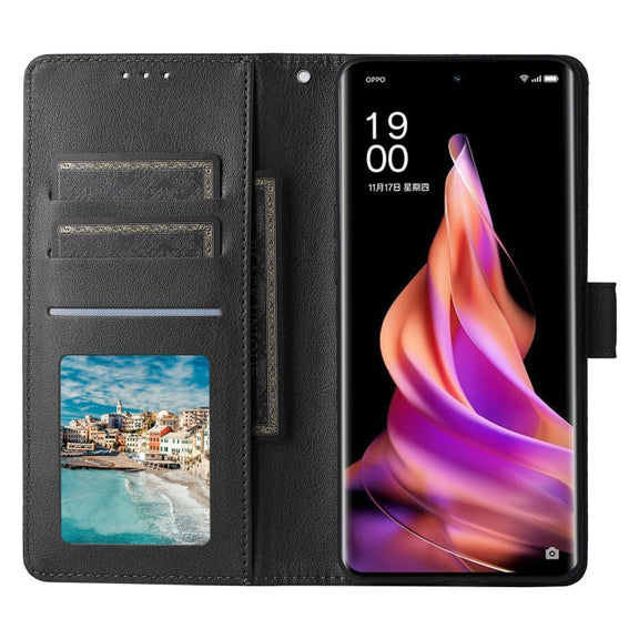 For OPPO Reno9 /9 Pro 5G Multifunctional Horizontal Flip Leather Phone Case with Three Card Slot(Black)